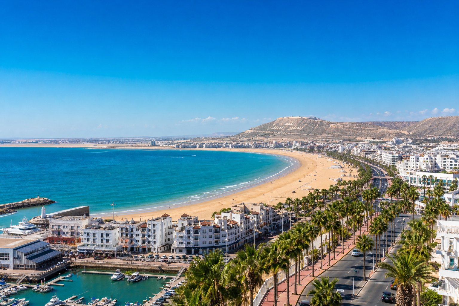 Baie et plage d'Agadir sur l'Atlantique