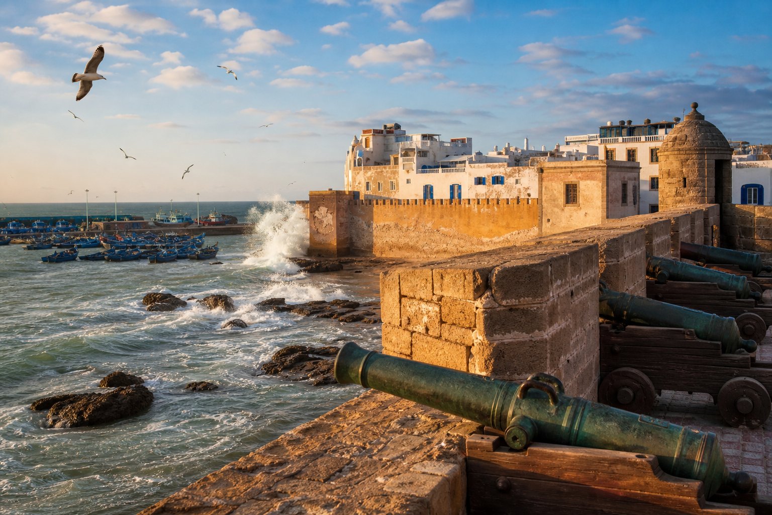 Remparts et port d'Essaouira face à l'Atlantique